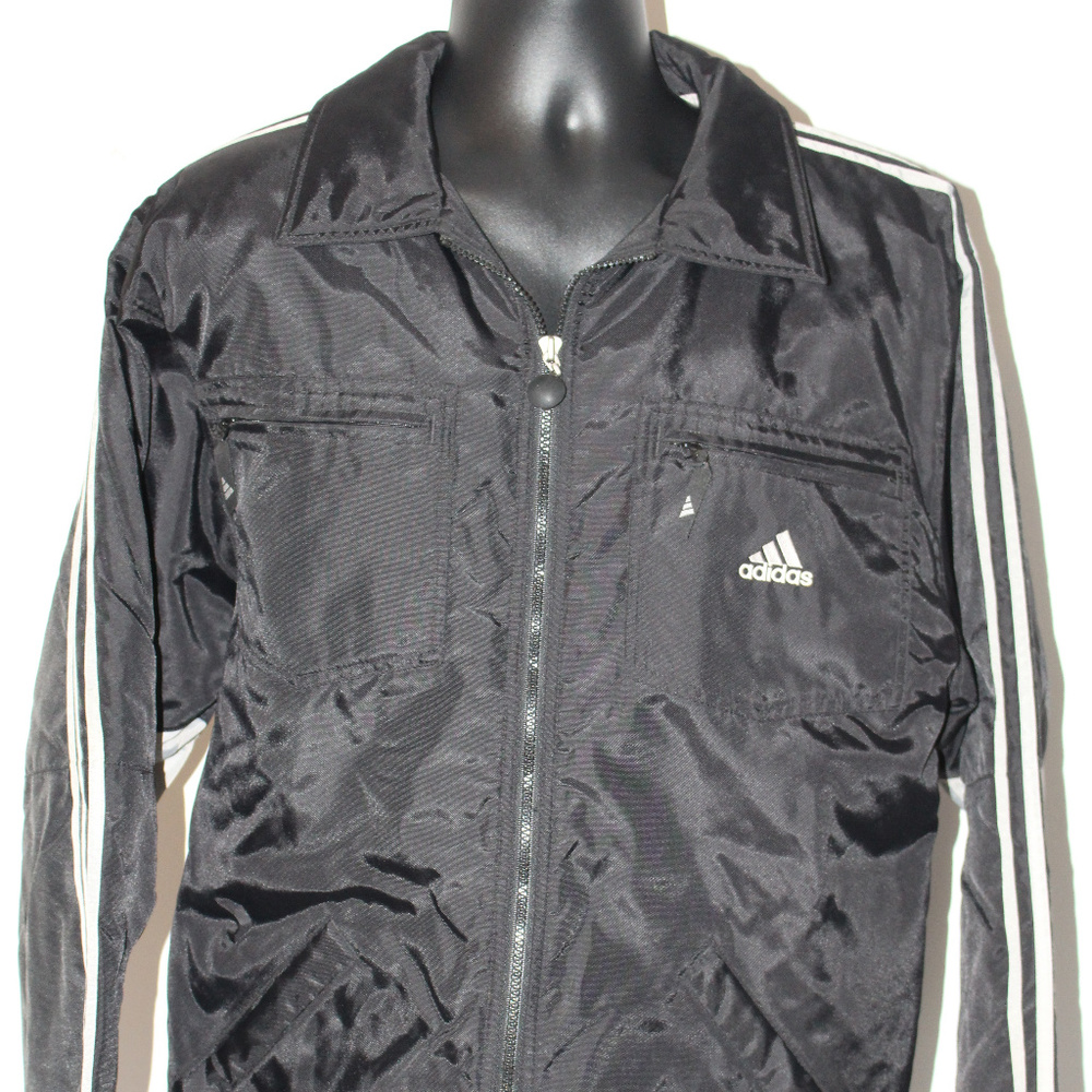 Adidas Jacket Sz Large Black White Heavier